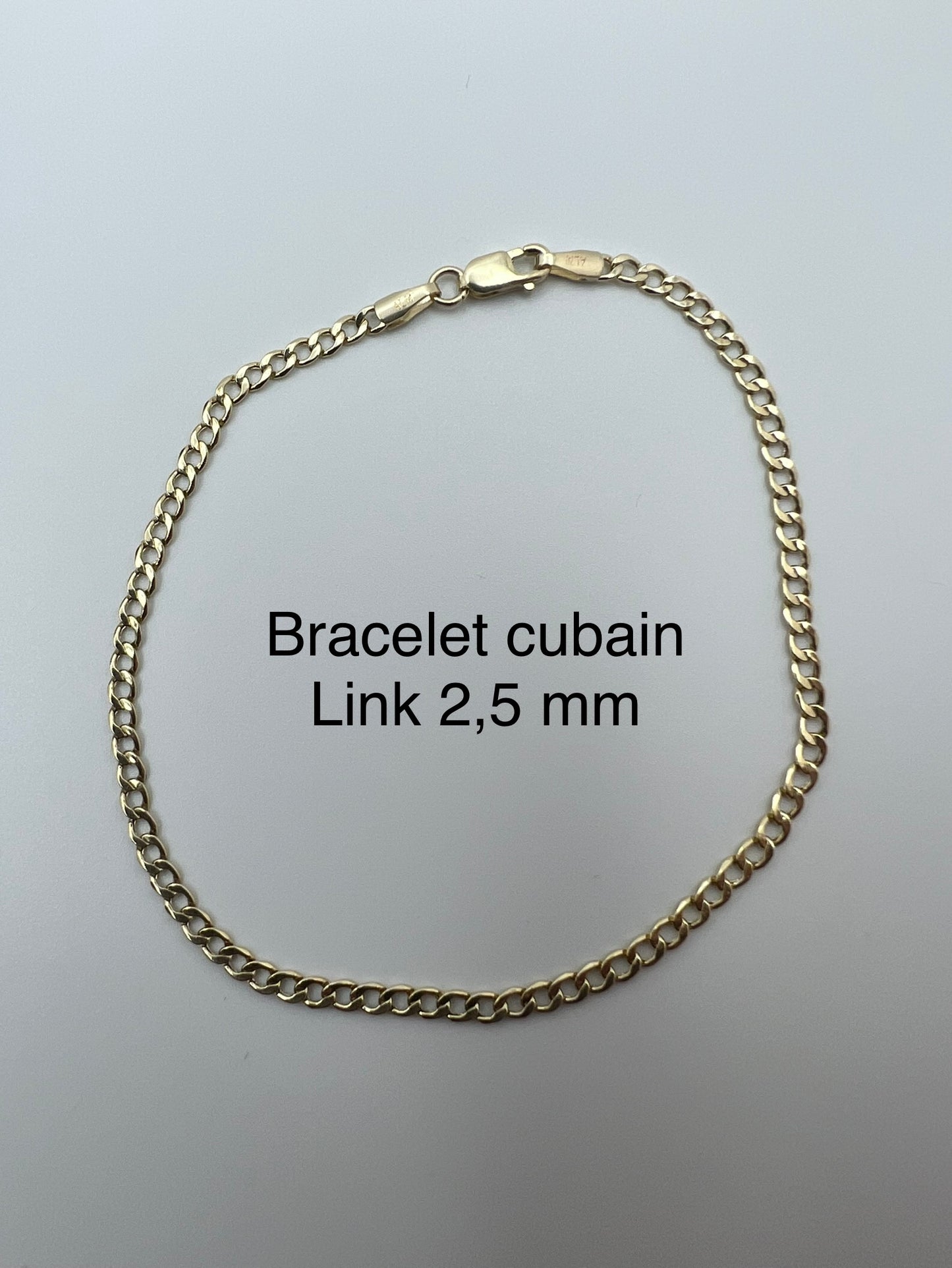 Bracelet Cubain Link 2,5 mm en or 10 carats