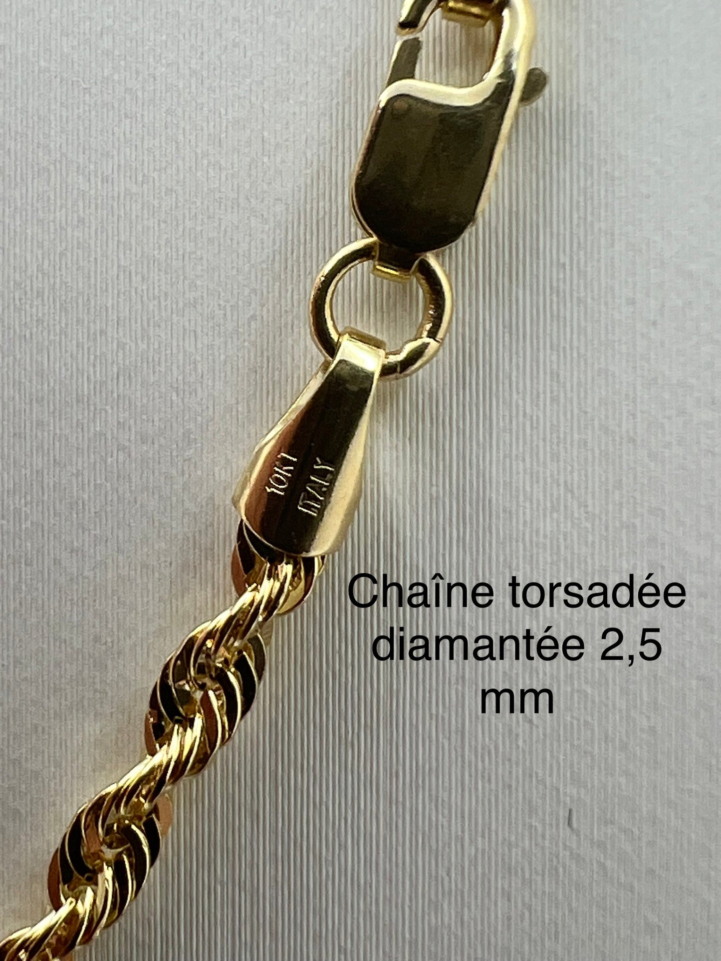 Chaîne en or torsadée diamantée 2,5 mm