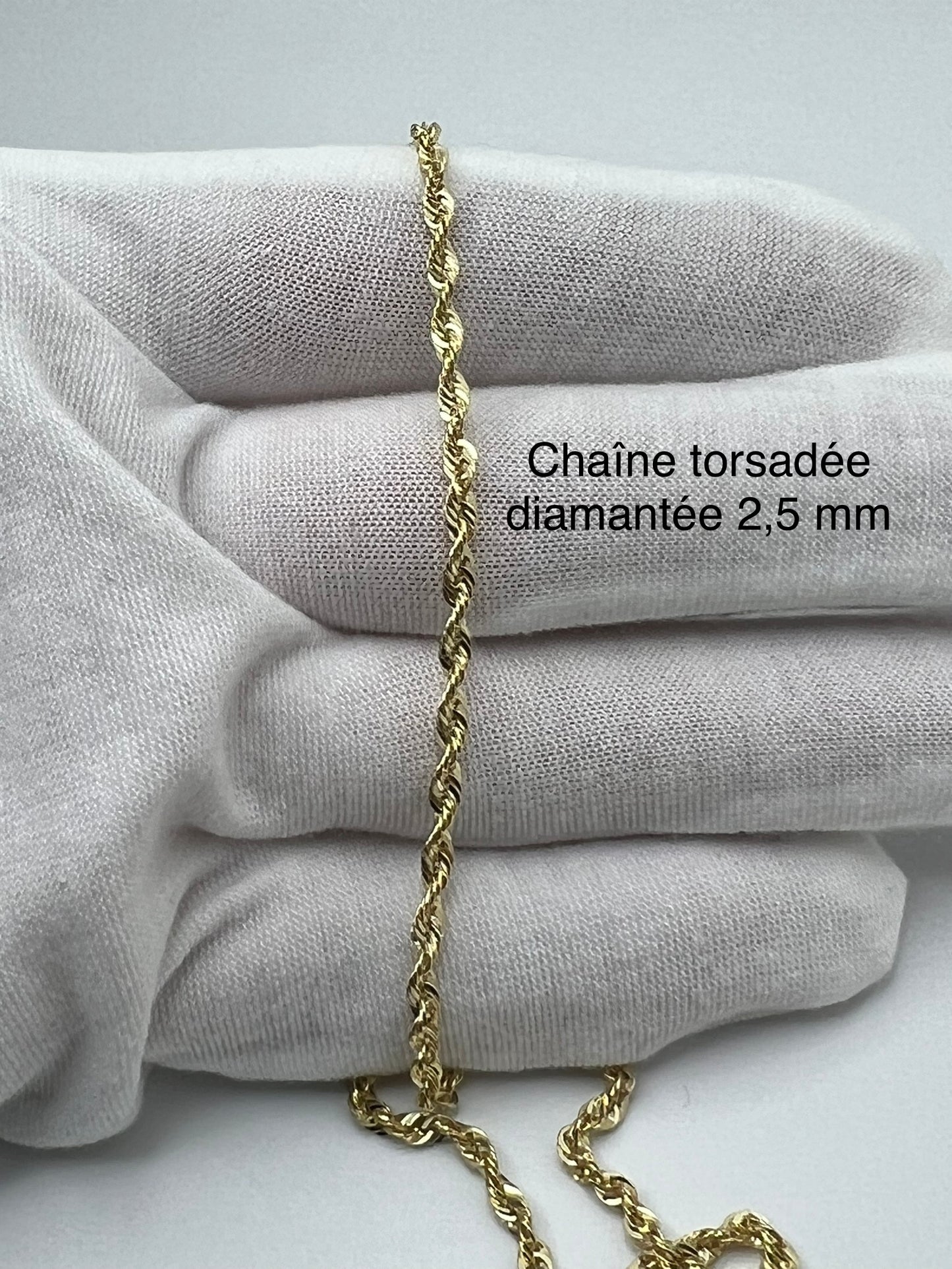 2.5mm Diamond Twisted Gold Chain