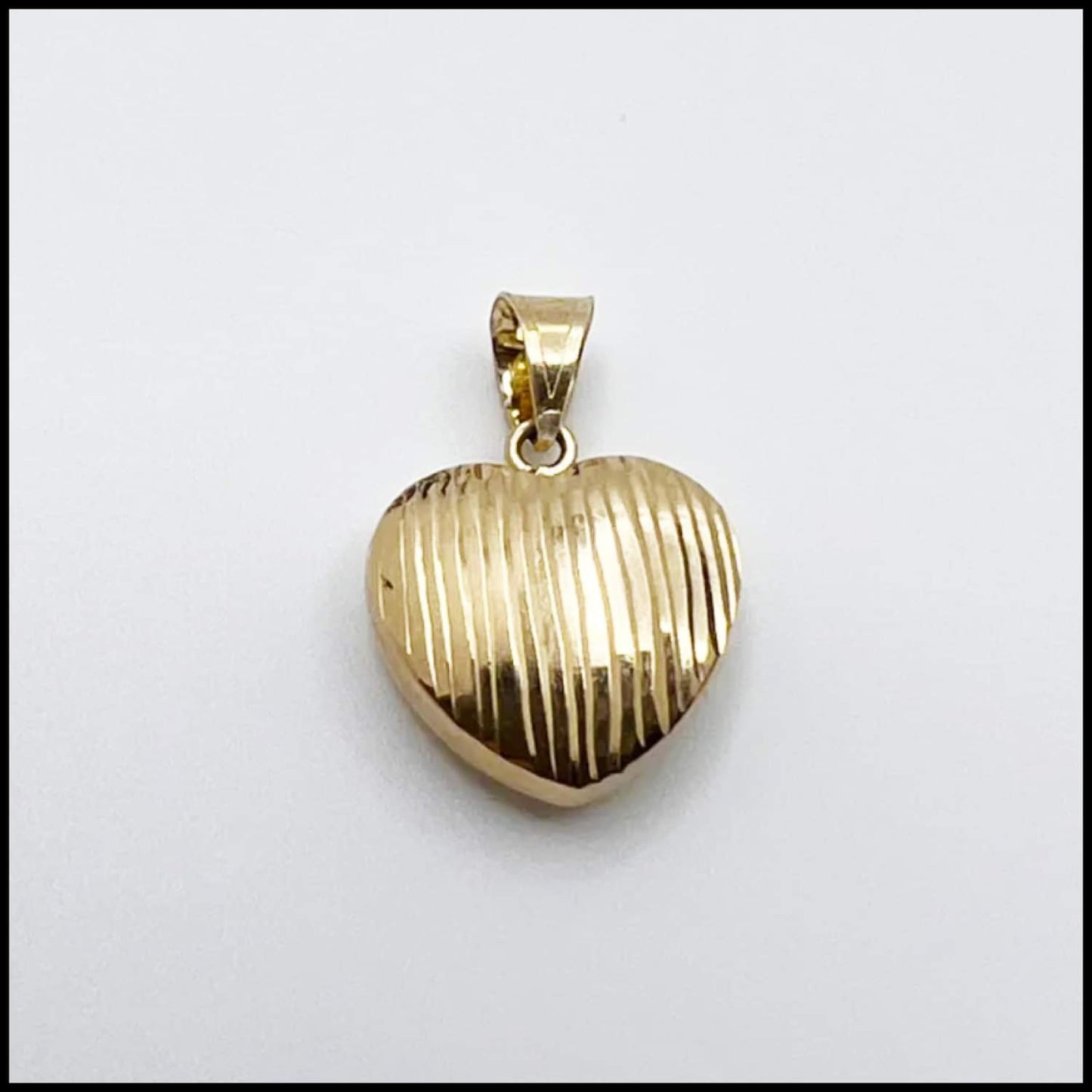 Domed Gold Heart Pendant with Line