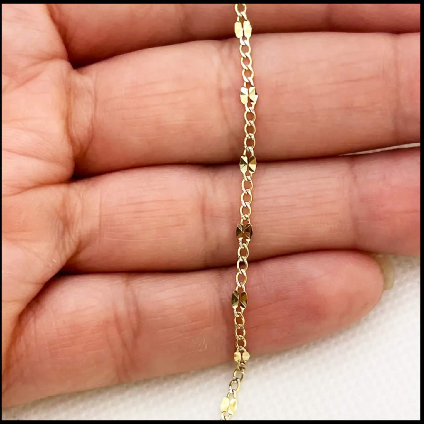 2.3mm diamond cut round mesh gold bracelet