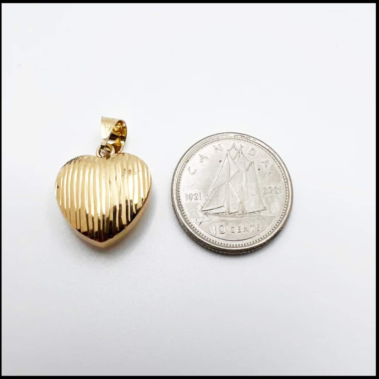 Domed Gold Heart Pendant with Line