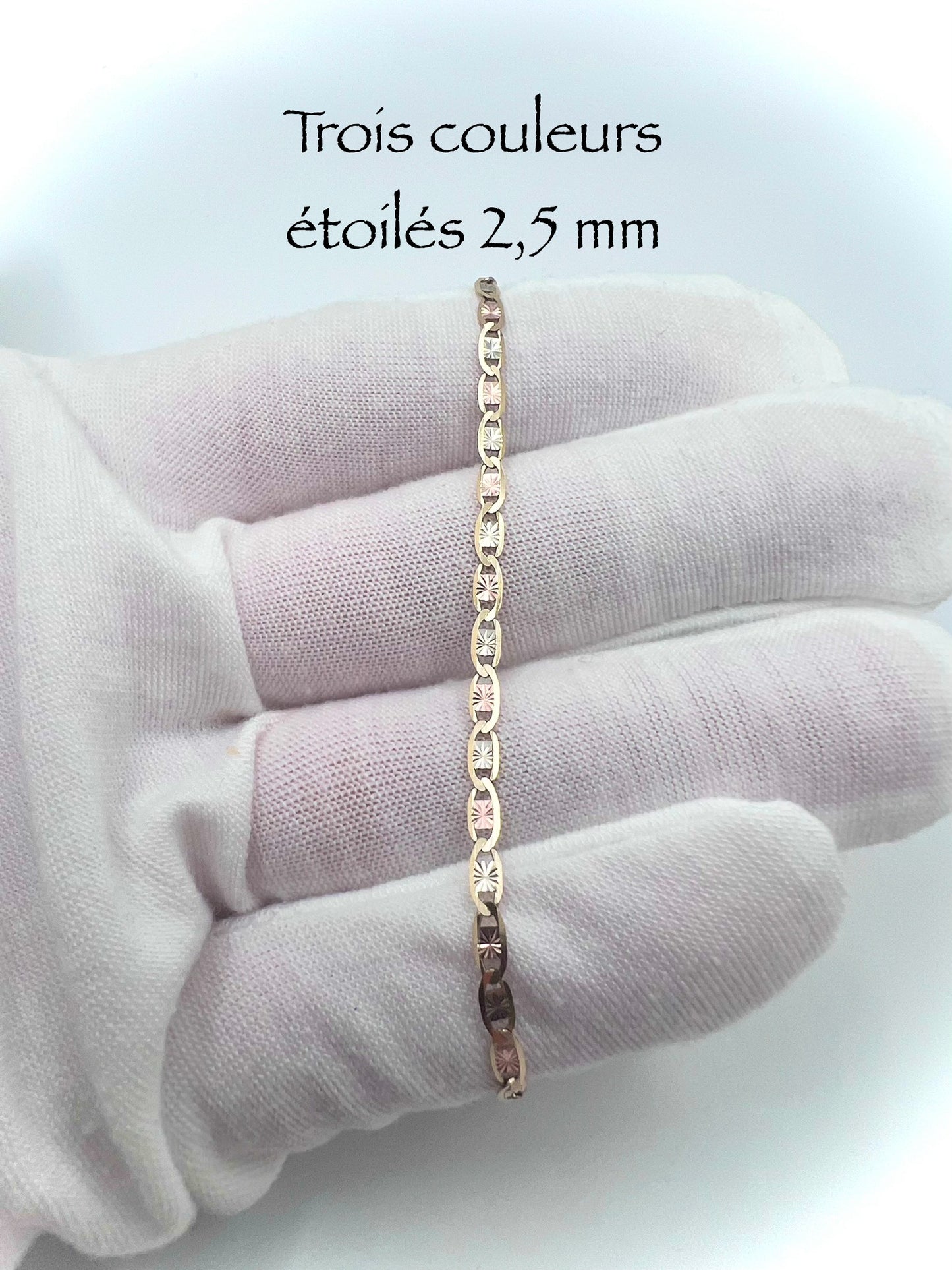 3-color gold star bracelet 2.5mm