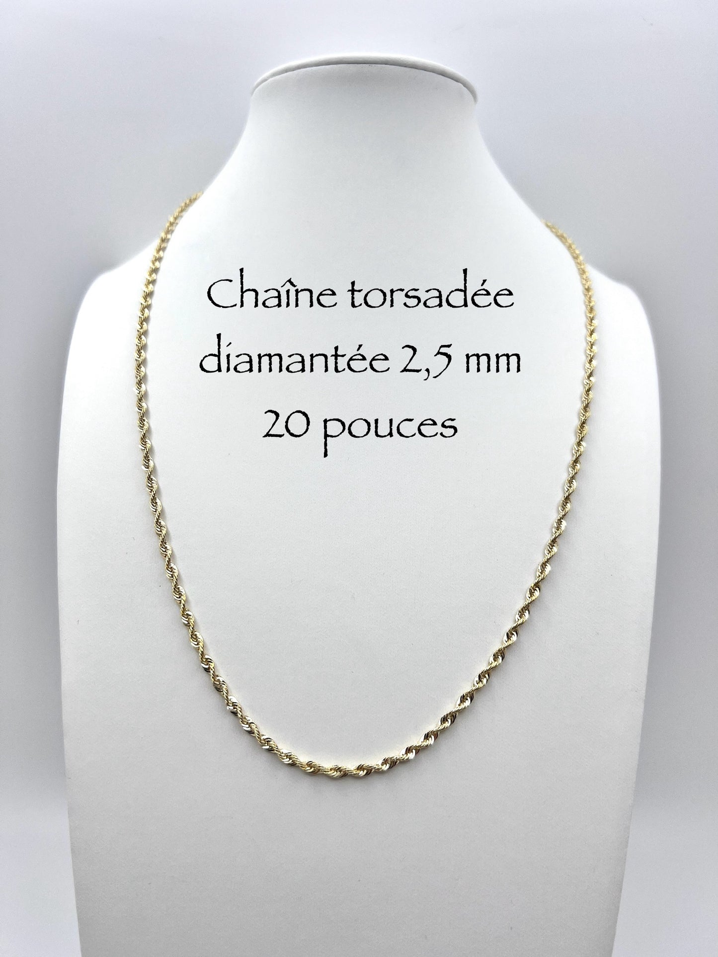 Chaîne en or torsadée diamantée 2,5 mm