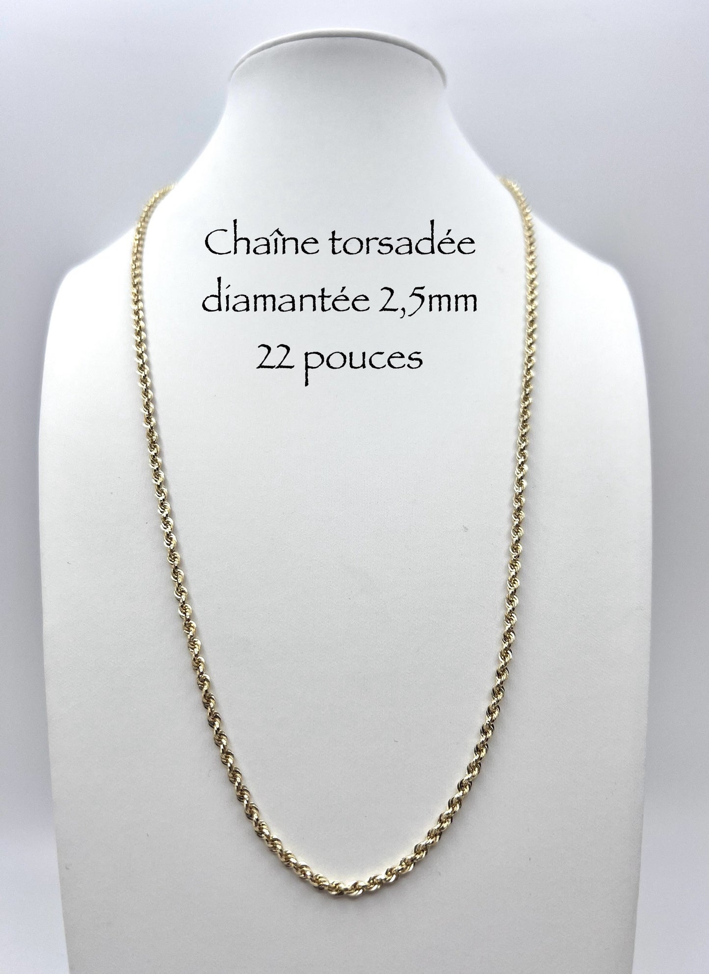 Chaîne en or torsadée diamantée 2,5 mm