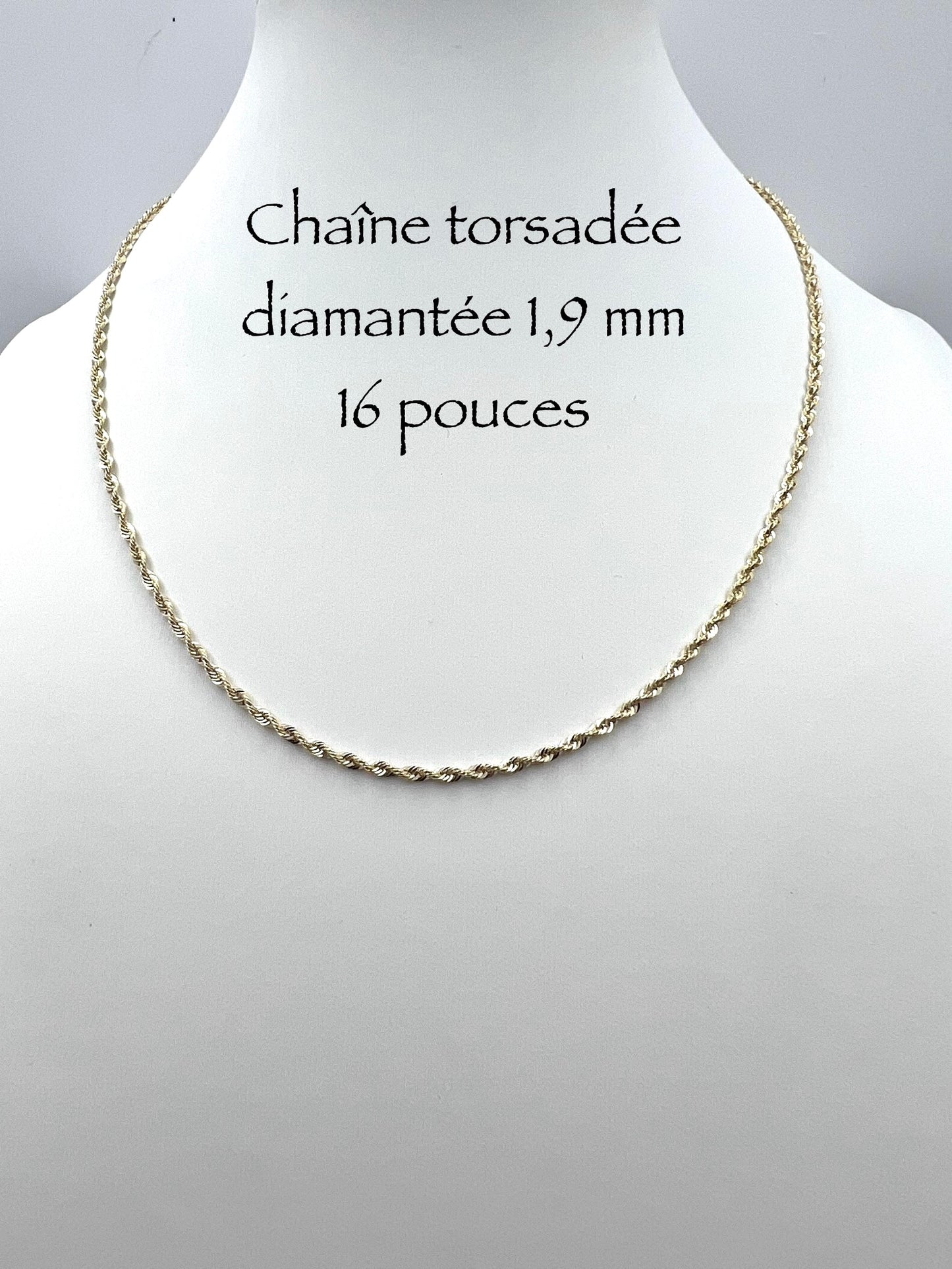 Chaîne en or torsadée diamantée 1,9 mm