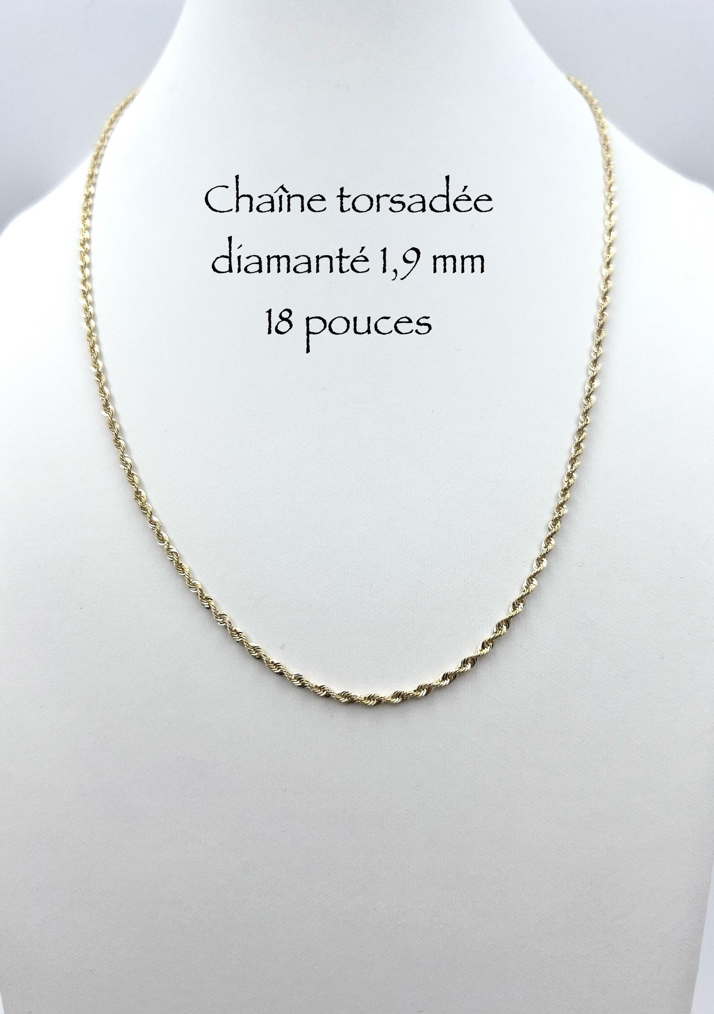 Chaîne en or torsadée diamantée 1,9 mm