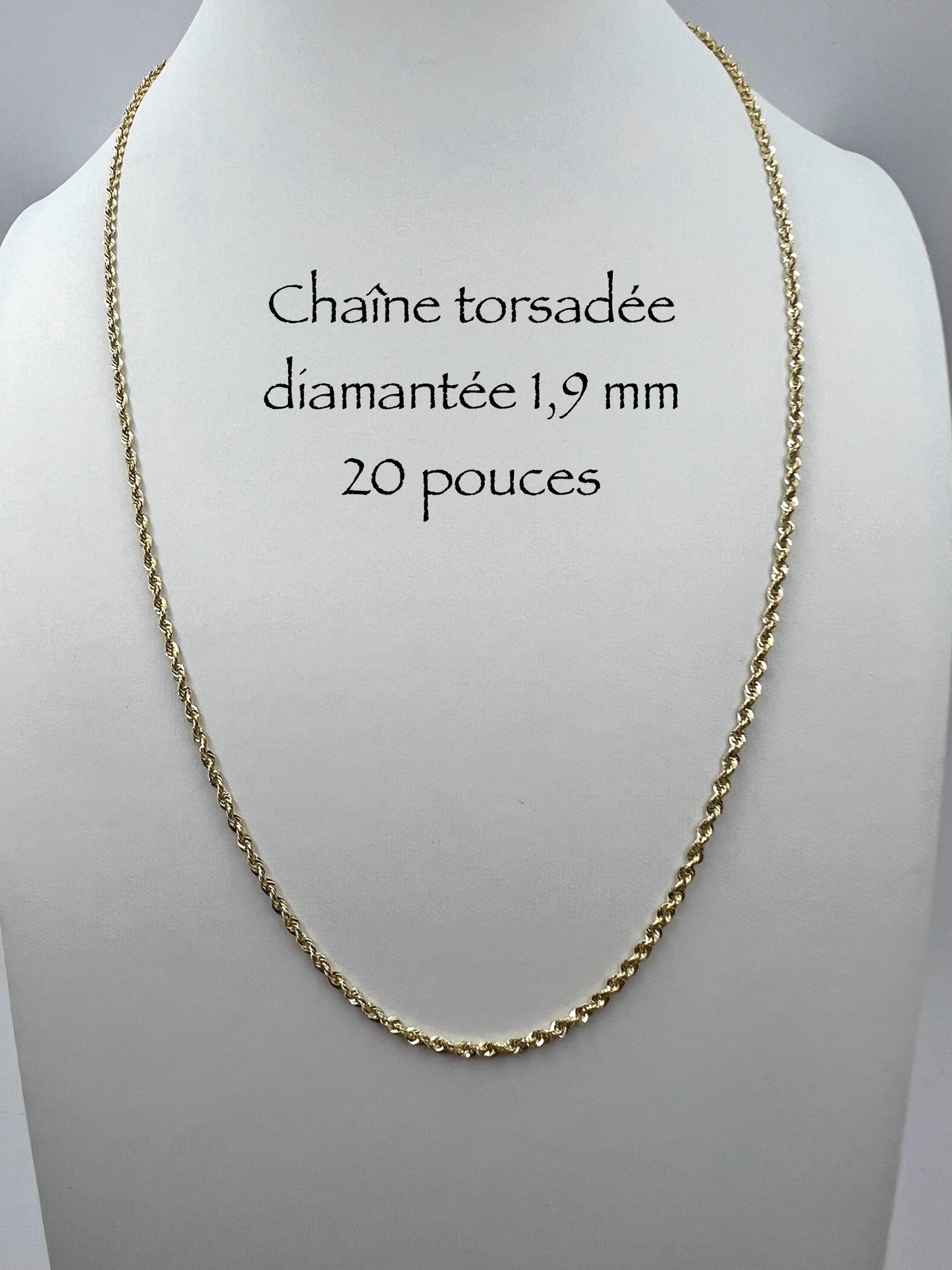 Chaîne en or torsadée diamantée 1,9 mm