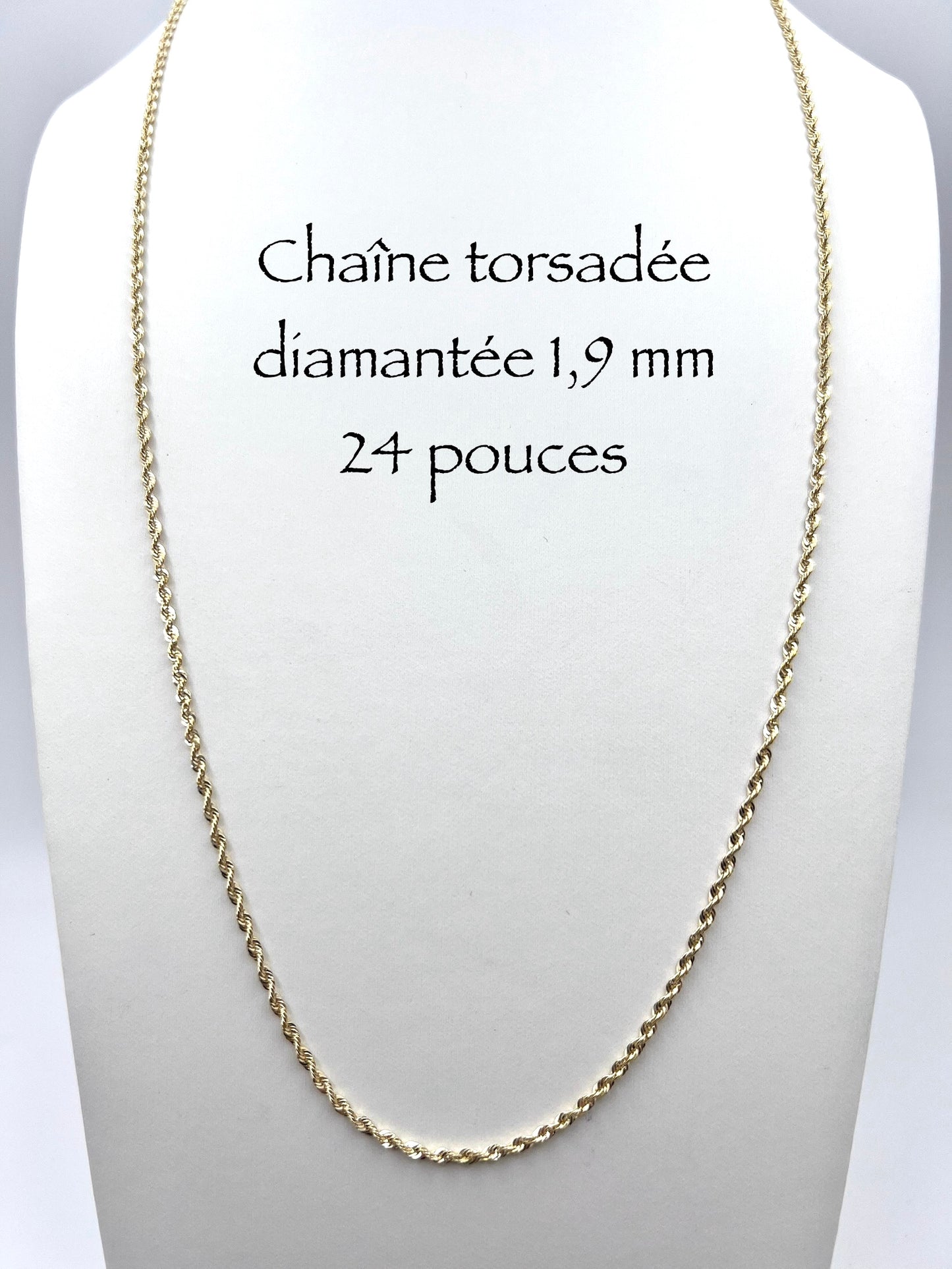 Chaîne en or torsadée diamantée 1,9 mm