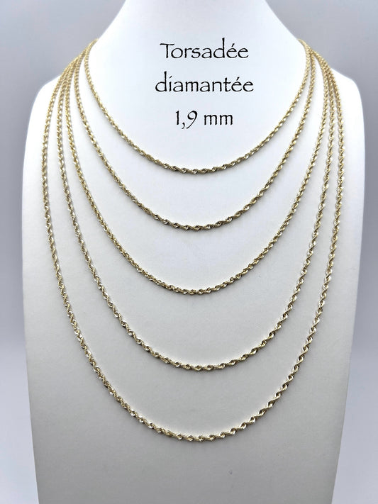 1.9mm Diamond Twisted Gold Chain