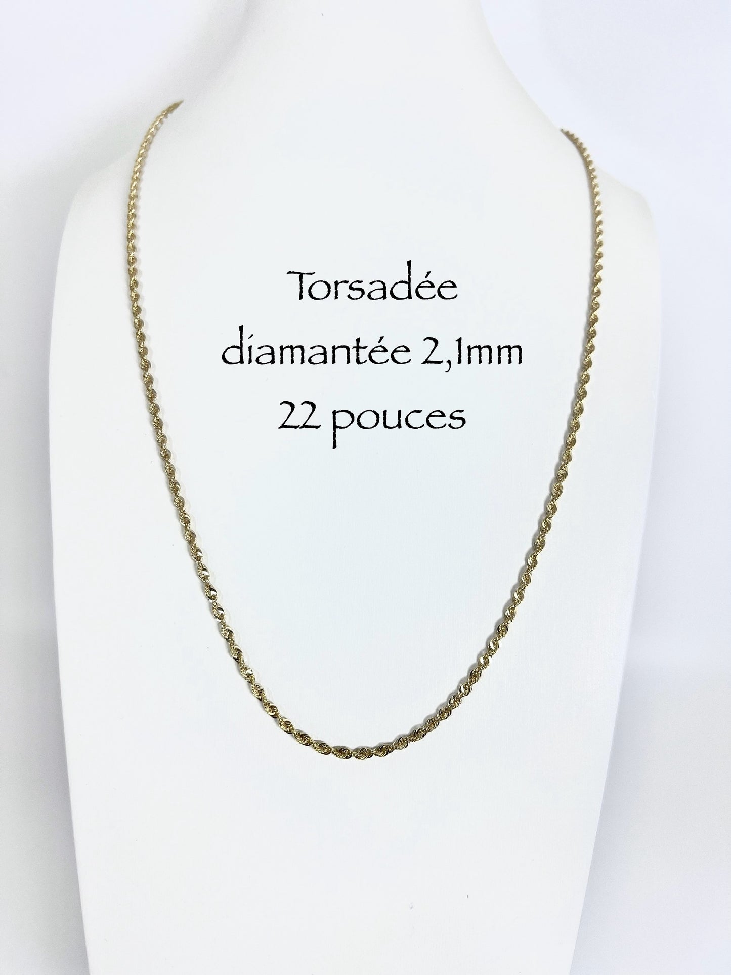 Chaîne en or torsadée diamantée 2,1 mm