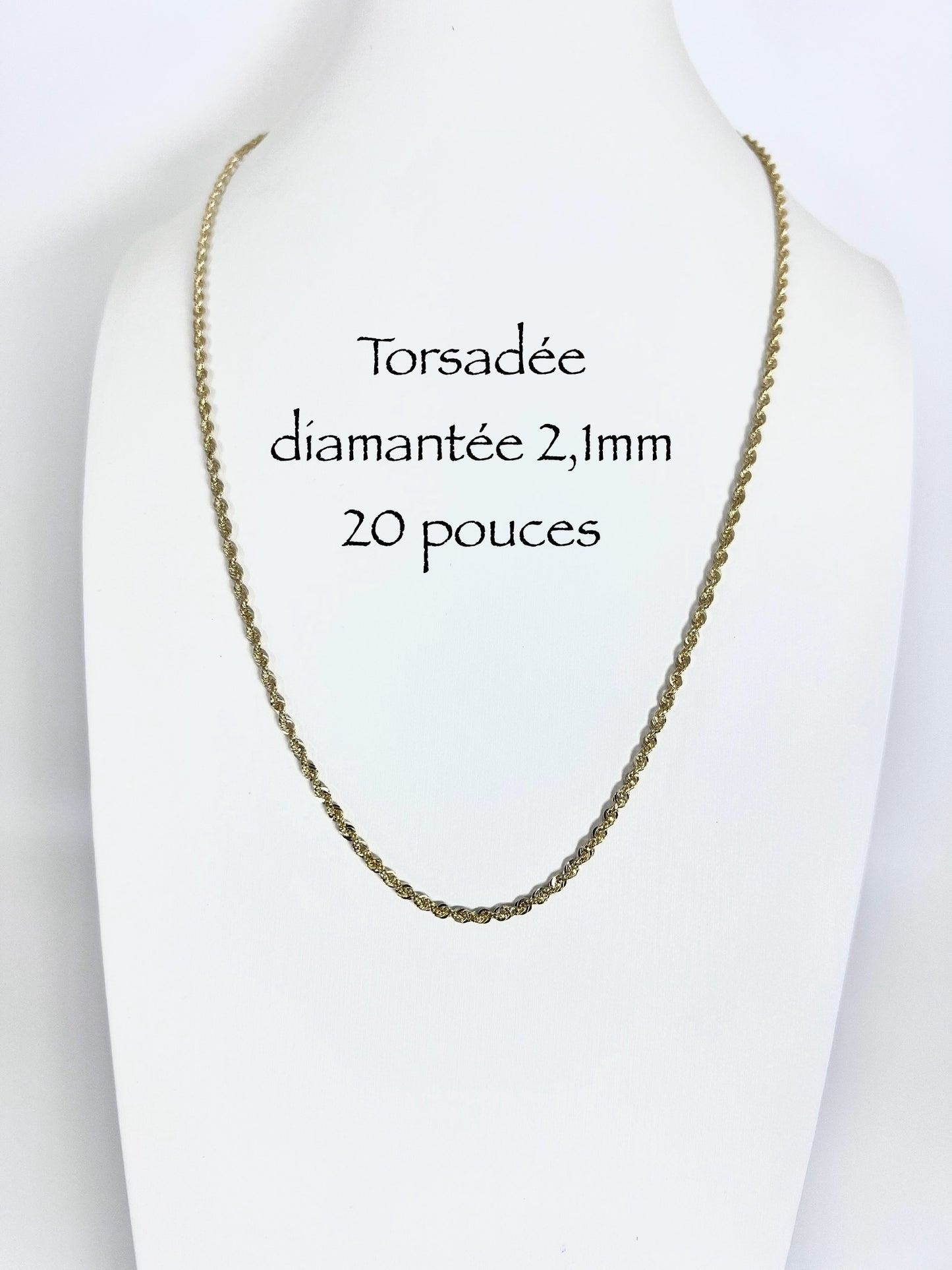 Chaîne en or torsadée diamantée 2,1 mm