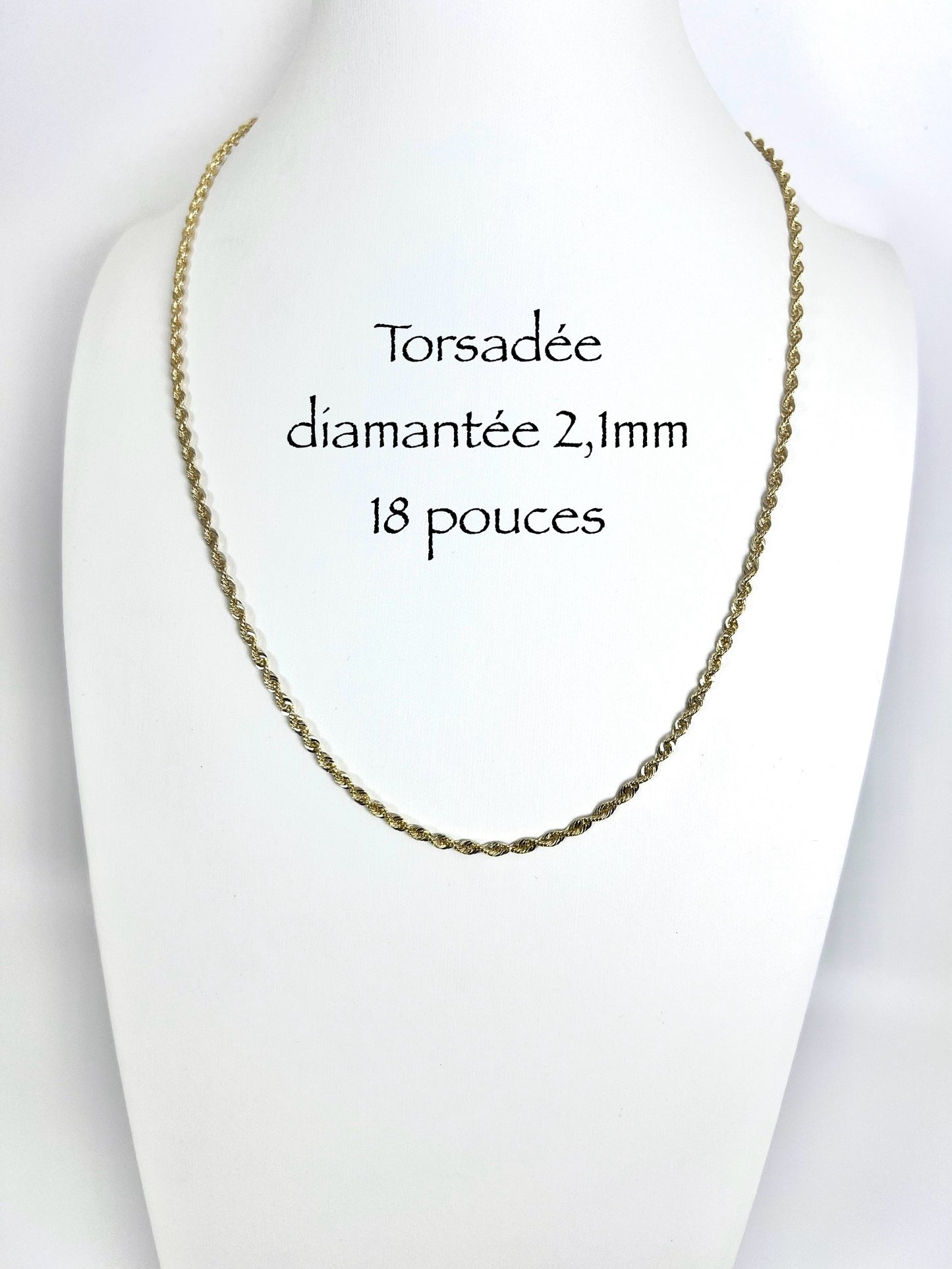 Chaîne en or torsadée diamantée 2,1 mm