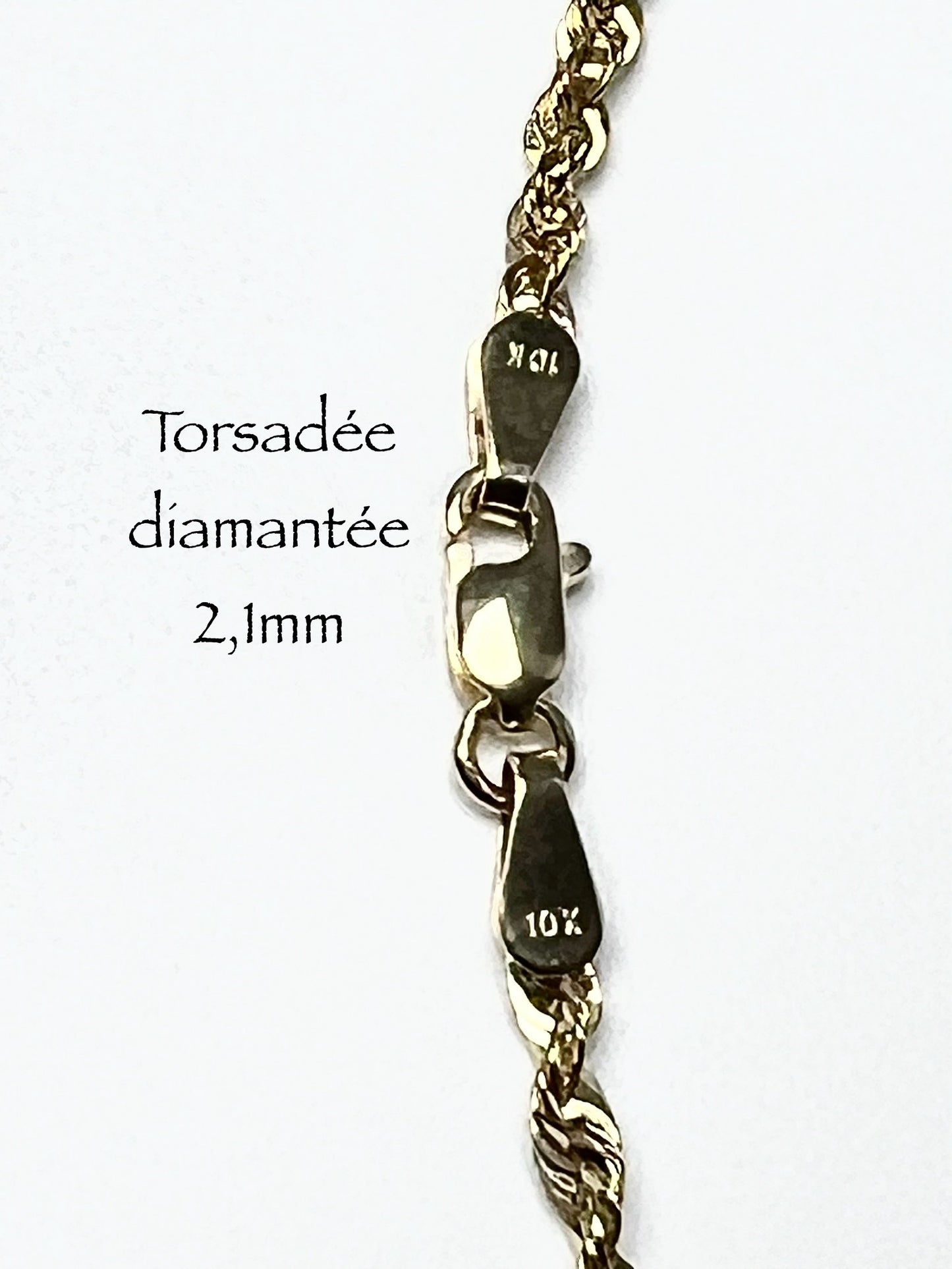 Chaîne en or torsadée diamantée 2,1 mm