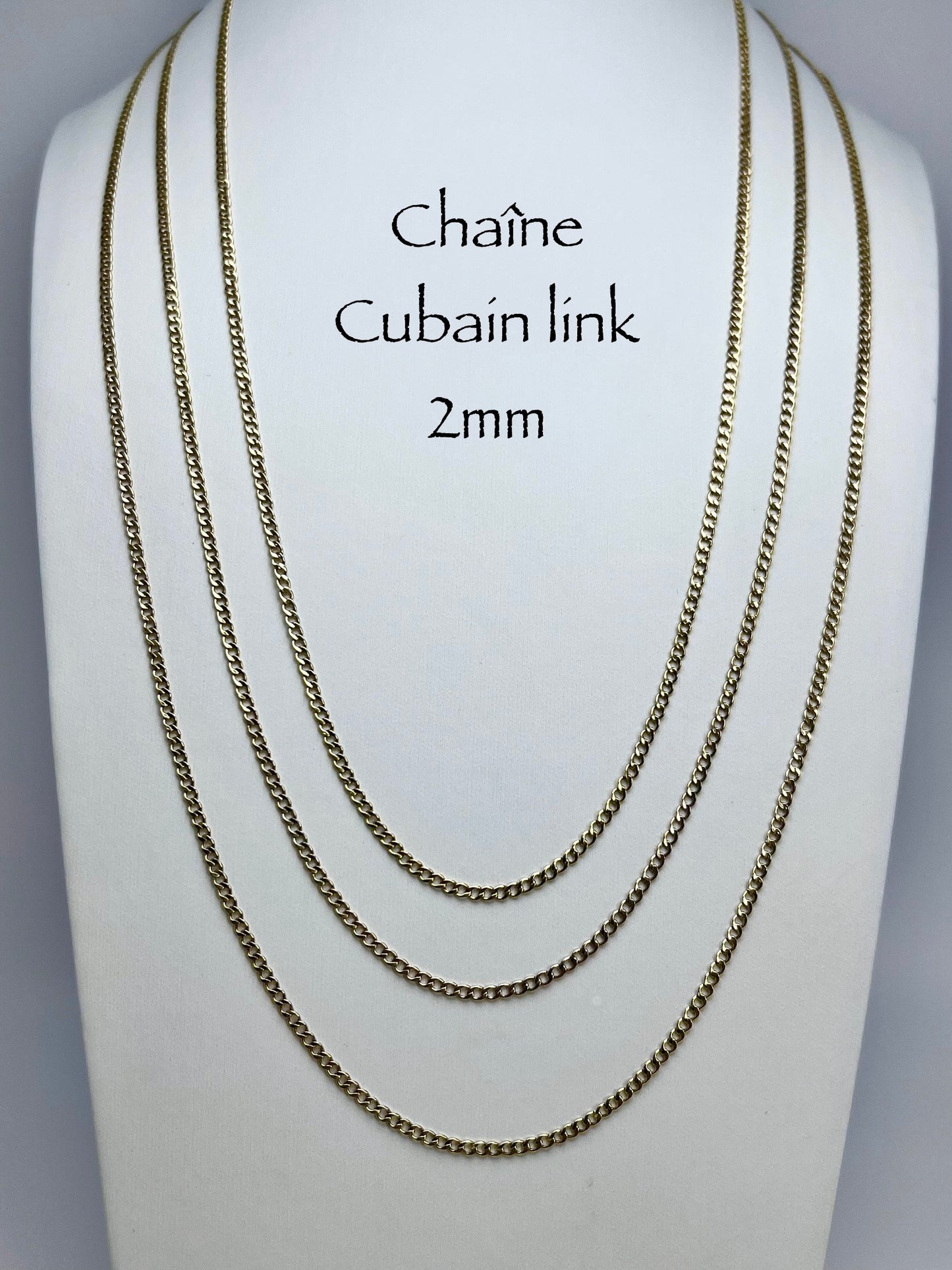 Cuban link gold chain 2mm