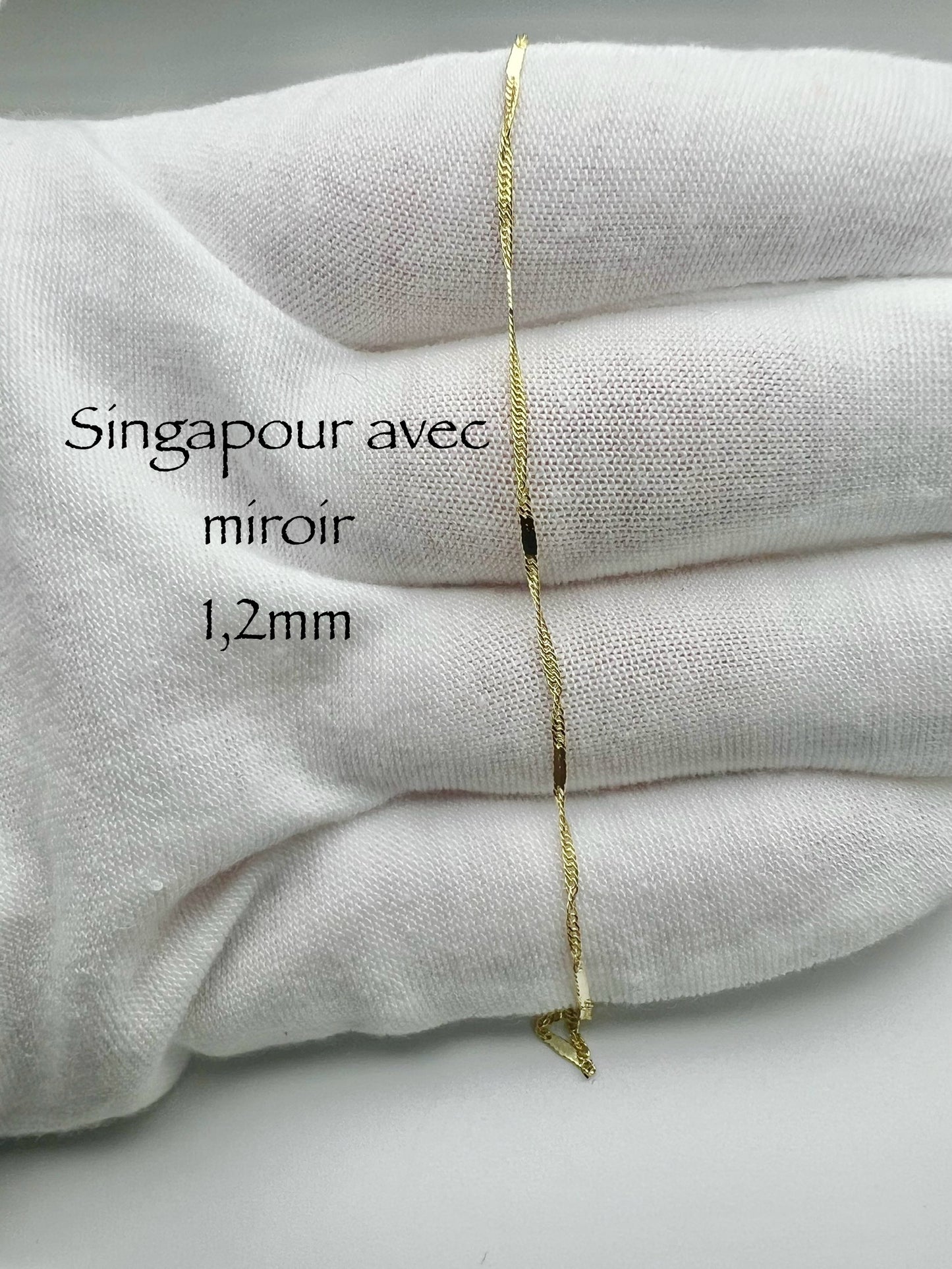 Chaîne en or Singapour avec miroir 1,2 mm