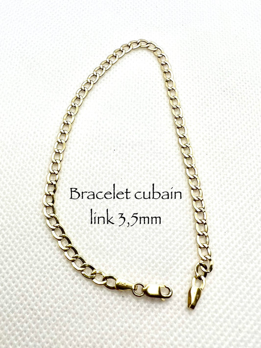 Bracelet en or Cubain Link 3,5 mm