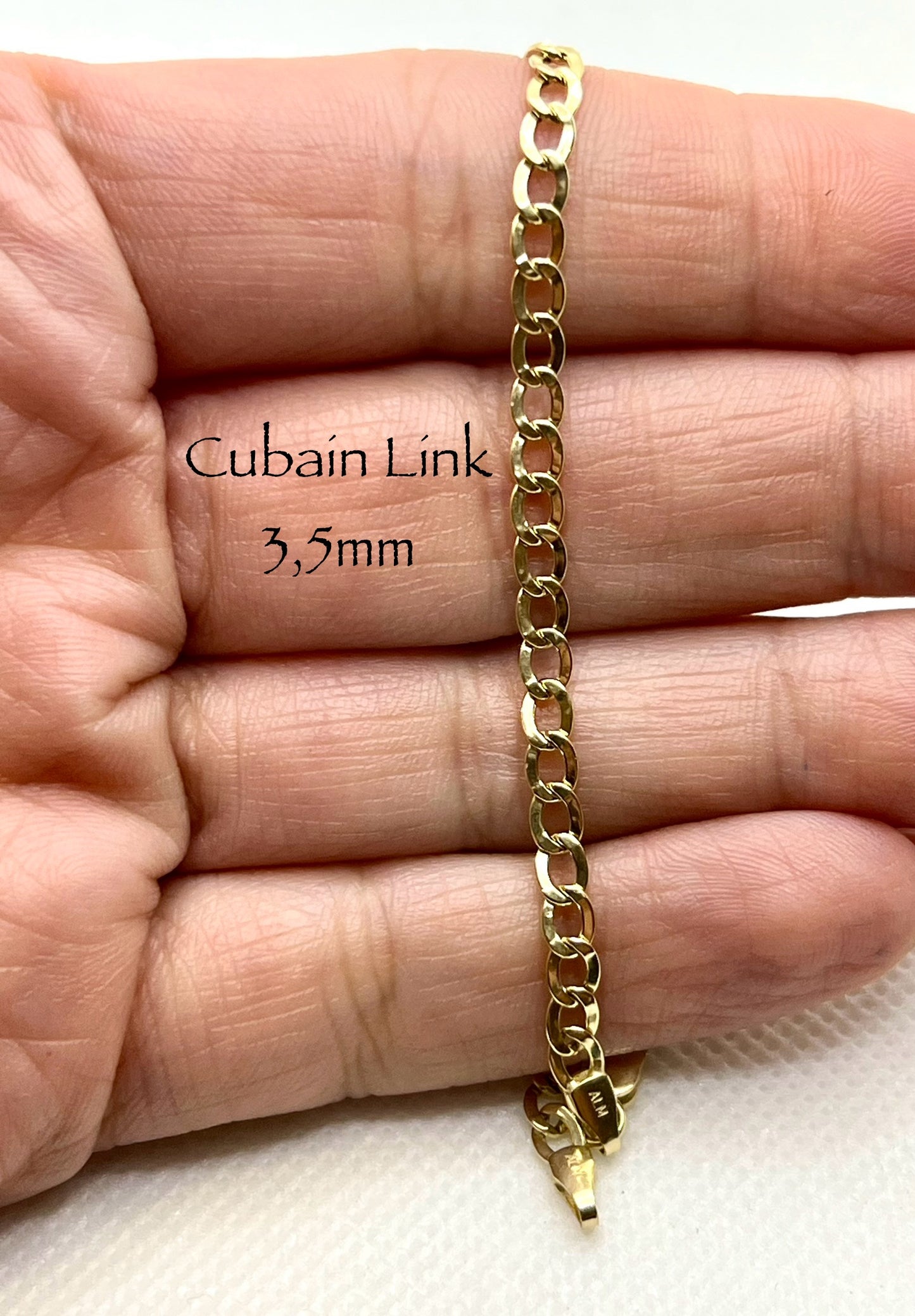 Bracelet en or Cubain Link 3,5 mm